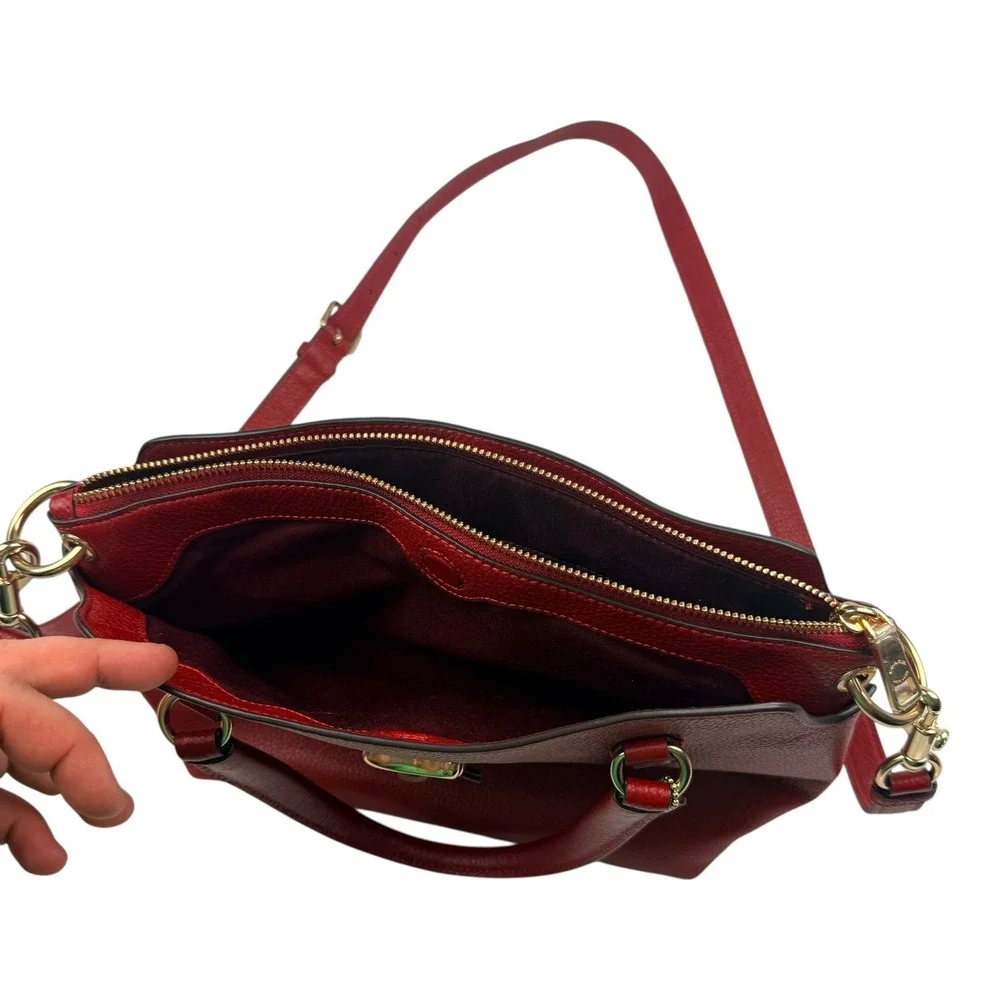 Coach Red Pebbled Leather‎ Satchel Crossbody Purse A2331-1317 Vintage Style